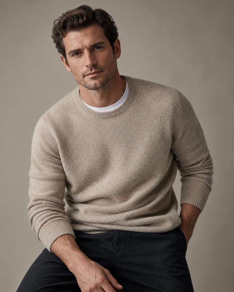 Man wearing a textured wool sweater